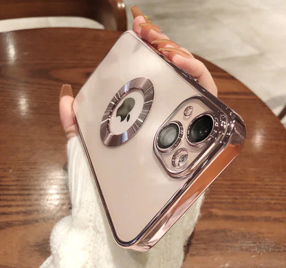 Luxury Plating Logo Hole Case For iPhone