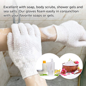 Evridwear Exfoliating Dual Texture Bath Gloves for Shower, Spa, Massage and Body Scrubs, Dead Skin Cell Remover, Gloves with Hanging Loop (1 Pair Light Glove) 1 Pair Light Glove