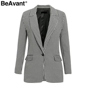 Elegant Plaid Women Blazer