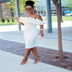 Elegant White Bodycon Evening Dress