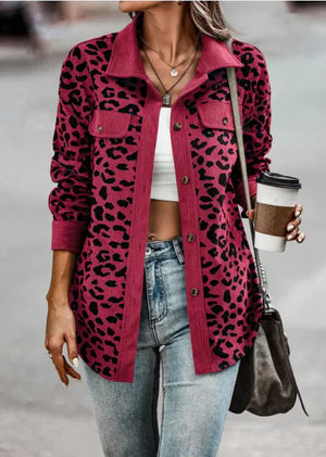 Chic Leopard Print Long Sleeve Jacket for Women