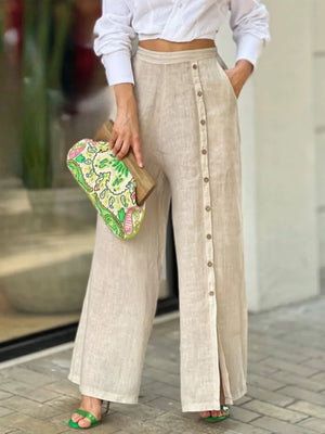 Long Sleeve Nipped Waist Top And Wide Legs Pants