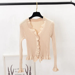 Women Ruffles Sweaters Cardigans