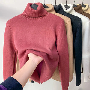 Women's Elegant Turtleneck Winter Sweater - Thick, Warm Knit Pullover