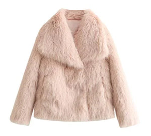 Women's Faux Fox Fur Coat: Luxe Furry Jacket for Autumn and Winter