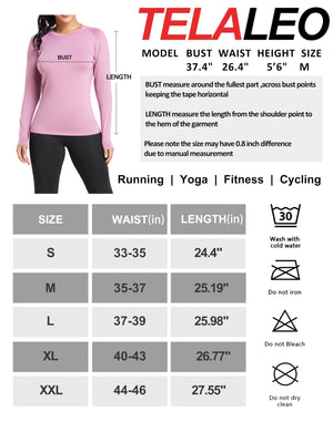 TELALEO 4 Pack Women's Compression Shirt Long Sleeve Performance Workout Baselayer Athletic Top Sports Gear Large Long Sleeve-black+grey+blue+purple