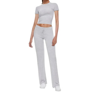 Solid Color T-shirt Casual Pants Suit