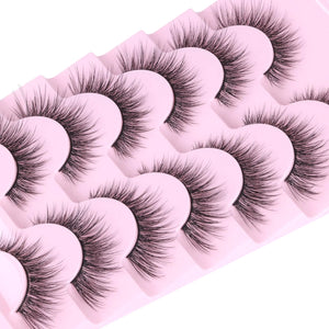 Lashes Wispy Natural False Eyelashes Mink Lashes 7 Pairs Cat Eye Lashes 3D Soft Lightweight Lashes Reusable Strip Lashes by EYDEVRO Wispy C Curl