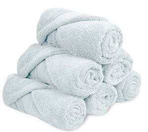 Resort Collection Soft Hand Towels 16x27 in 6 Pack Light Blue Luxury Hotel