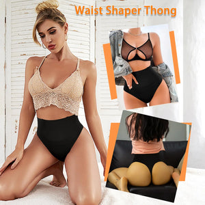 Werena Tummy Control Thong Shapewear for Women Seamless Shaping Thong Panties Body Shaper Underwear 01# Black 2 Pic Set 3X-Large