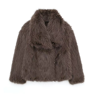 Women's Faux Fox Fur Coat: Luxe Furry Jacket for Autumn and Winter