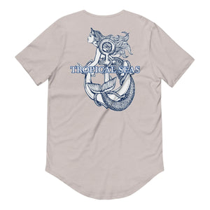 Men's Curved Hem Ancient Mermaid Anchor T-Shirt