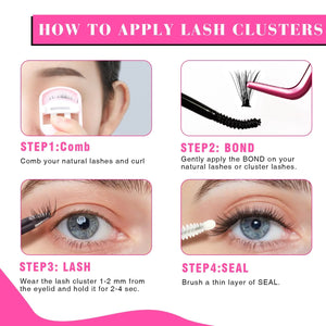 TDANCE Lash Clusters DIY Eyelash Extensions 280 Pcs 40D+50D Cluster Lashes C D Curl Individual Lashes Cluster Reusable Soft & Comfortable DIY Lash Extensions at Home(40D+50D,C Curl,16-20mm) 40D+50D-Long-C