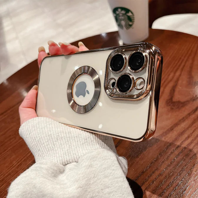 Luxury Plating Logo Hole Case For iPhone