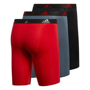 adidas Men's Performance Long Boxer Brief Underwear (3 - Pack) X - Large Scarlet Red/Black/Onix Grey - Rieworkes