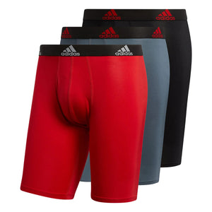 adidas Men's Performance Long Boxer Brief Underwear (3 - Pack) X - Large Scarlet Red/Black/Onix Grey - Rieworkes