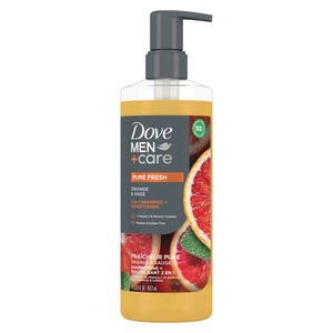 Dove Men+Care 2-in-1 Shampoo + Conditioner Pure Fresh Orange & Sage for Strong, Healthy-Looking Hair, with Vitamin C & Mineral Complex, 17.5 oz