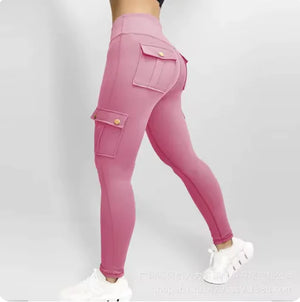 High Elastic Fitness Workwear Pants with Pockets for Women