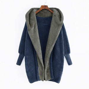 Double-Sided Velvet Hooded Loose Cardigan Coat