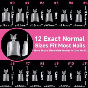 UNA GELLA Short Coffin Fake Nails 504Pcs Half Cover Matte Nail Tips Extra Short Coffin Gel X Nail Tips No C Curve Pre-buff No Need File Salon Quality Nail Extension DIY Nail Art Salon 12 Sizes C3-Half Short Coffin