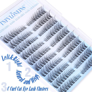 Natural Lash Clusters Wispy Cluster Eyelash Extensions Left&Right Cluster Lashes C Curl Individual Lashes Extension DIY Natural Eye Lash Clusters by TNFVLONEINS Left&Right Lash Clusters