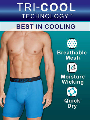 Fruit of the Loom Men's Breathable Boxer Briefs, Moisture Wicking Underwear, Assorted Color Multipacks Regular Leg X-Large Micro Mesh - Colors May Vary