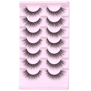 Lashes Wispy Natural False Eyelashes Mink Lashes 7 Pairs Cat Eye Lashes 3D Soft Lightweight Lashes Reusable Strip Lashes by EYDEVRO Wispy C Curl