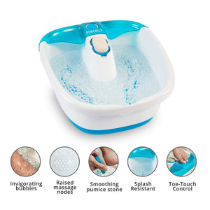 Homedics Bubble Mate Foot Spa, Toe Touch Controlled Foot Bath with Invigorating Bubbles and Splash Proof, Raised Massage nodes and Removable Pumice Stone Standard