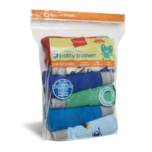 Hanes boys Potty Trainer Underwear 6-Pack 4T Briefs - Blue/Print Assorted - 6 Pack