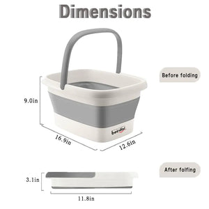 Collapsible Foot Bath Basin for Soaking Feet,Foot Soak Tub,Plastic Foot Bucket with Handles and Massage Acupoint,Foldable Laundry Basket-Gery (2 Pack) 2 Pack Gray