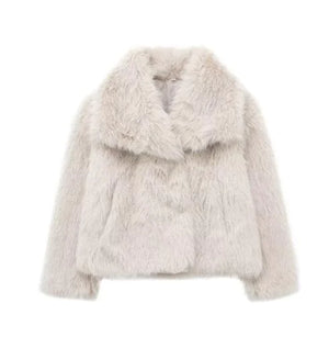 Women's Faux Fox Fur Coat: Luxe Furry Jacket for Autumn and Winter