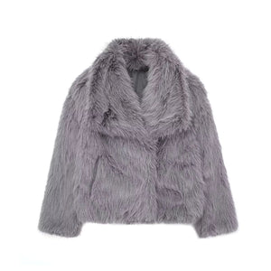 Women's Faux Fox Fur Coat: Luxe Furry Jacket for Autumn and Winter