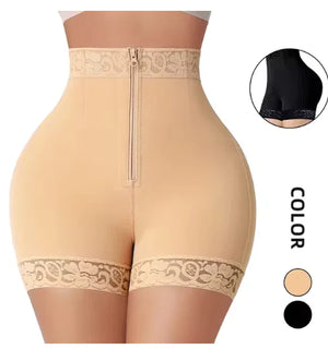 High-Waisted Zipper Shapewear with Butt Lifter