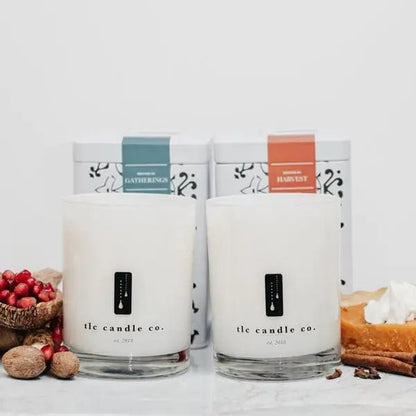 "Fall" Harvest, Pumpkin and Gatherings, Pomegranate Luxury 2 - Wick Soy Candle Gift Set - Rieworkes