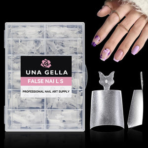 UNA GELLA Short Coffin Fake Nails 504Pcs Half Cover Matte Nail Tips Extra Short Coffin Gel X Nail Tips No C Curve Pre-buff No Need File Salon Quality Nail Extension DIY Nail Art Salon 12 Sizes C3-Half Short Coffin