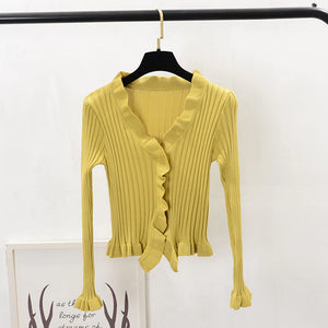 Women Ruffles Sweaters Cardigans