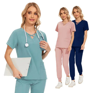 Stretch Women Slim Fit Scrubs Medical Uniforms Set