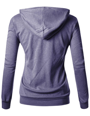 GIVON Basic Lightweight Zip Up Hoodie Long Sleeve Thin Hooded Jacket for Women with Plus Size Inside Pocket(dcf200)-lavender X-Small