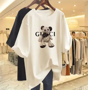 Korean Style Bear Print Casual T-Shirt for Women