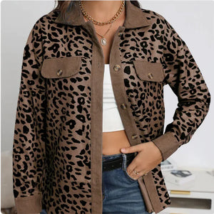 Chic Leopard Print Long Sleeve Jacket for Women