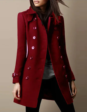 Ladies Spring Long Jacket Wool Trench Coat