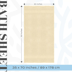 Luxury Soft Beige Bath Sheet Towels 2 Pack Extra Large 35x70 inch 650 GSM