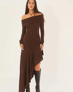 Long Sleeve Ruffled Long Dress