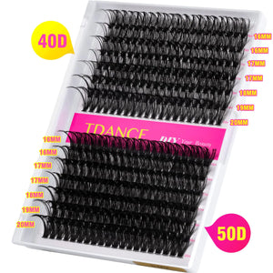 TDANCE Lash Clusters DIY Eyelash Extensions 280 Pcs 40D+50D Cluster Lashes C D Curl Individual Lashes Cluster Reusable Soft & Comfortable DIY Lash Extensions at Home(40D+50D,C Curl,16-20mm) 40D+50D-Long-C