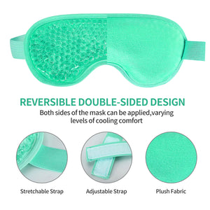 2PCS Gel Eye Mask Reusable Hot Cold Therapy Gel Bead Eye Mask for Puffiness /Dark Circles/Eye Bags /Dry Eyes/Headaches/Migraines/Stress Relief, Cooling Eye Mask Hot/Cold Compress Eye Mask (Green) Green