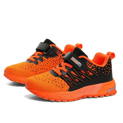 KUBUA Kids Sneakers for Boys Girls Running Tennis Shoes Lightweight Breathable Sport Athletic 4 Big Kid Black Orange