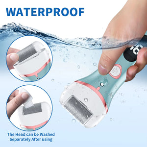 Electric Foot Callus Remover, Rechargeable Portable Electronic Foot File Pedicure Kits, Waterproof Foot Scrubber File, Professional Pedicure Tools, Foot Care for Dead Skin Ideal Gift, 3 Rollers Blue