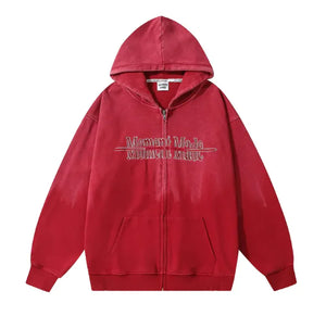 Inkjet Gradient Letter Hooded Jacket Men