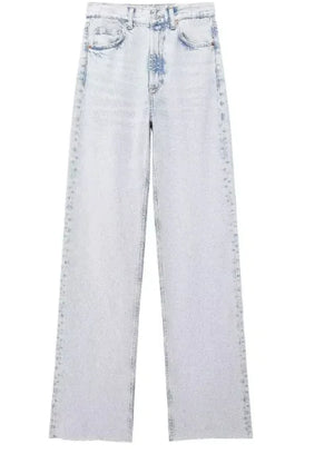 Fashion Casual High Waist Straight Wide Leg Denim Trousers For Women