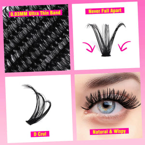 TDANCE Lash Clusters DIY Eyelash Extensions 280 Pcs 40D+50D Cluster Lashes C D Curl Individual Lashes Cluster Reusable Soft & Comfortable DIY Lash Extensions at Home(40D+50D,C Curl,16-20mm) 40D+50D-Long-C